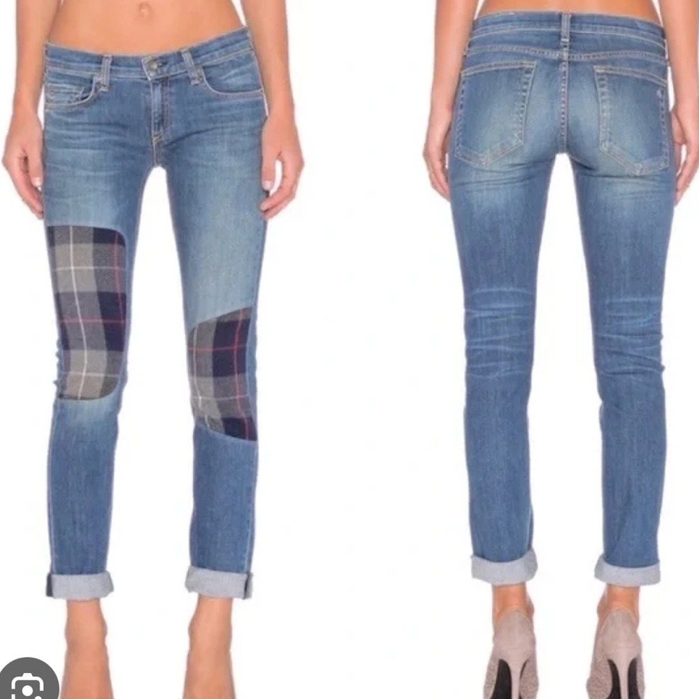 Rag & Bone The Dre Soft Flannel Patched slim Boyfriend Jean